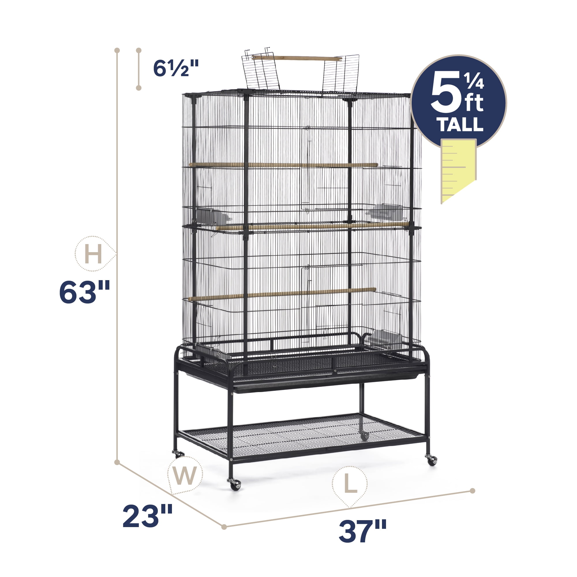 Prevue Pet Products Playtop Flight Bird Cage with Metal Stand in Black Finish F085