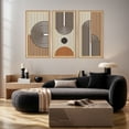 thumbnail image 3 of HPNIUB 3D Geometric Line Wooden Framed Wall Art Boho Mid Century Modern Sculpture Wall Decor Set of 3 for Living Room Bedroom 16x32 Inch, 3 of 9