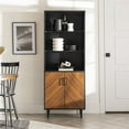 thumbnail image 4 of Home Square 68" Bookmatch Doors Two Tone Hutch in Solid Black - Set of 2, 4 of 11