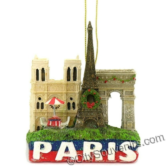 Paris Skyline Ornament - France City Christmas Gift | Eiffel Tower, Notre Dome