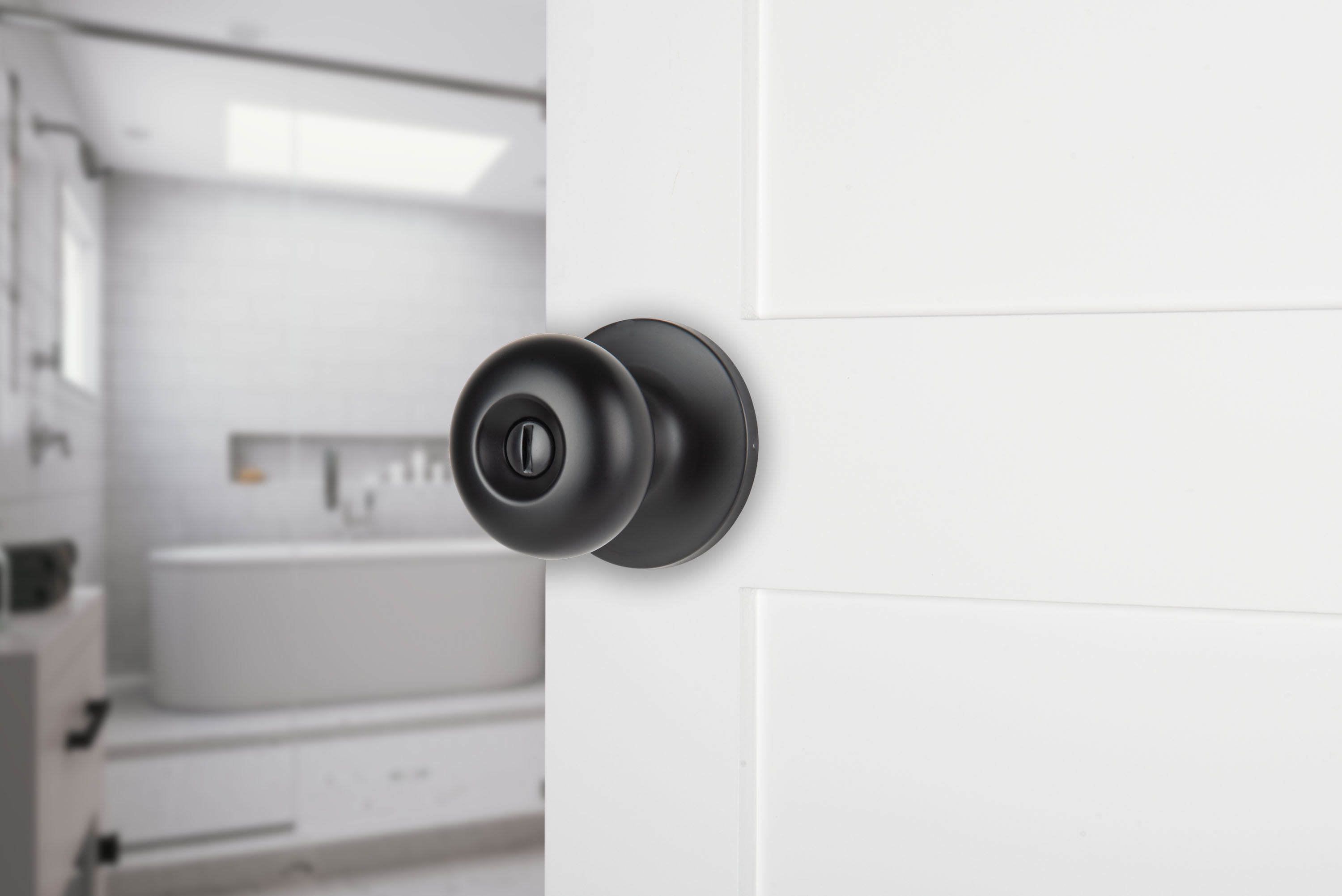 Brinks Privacy Mushroom Doorknob, Matte Black Finish, Standard Mount, Single Piece