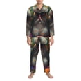 thumbnail image 3 of Yiaed Colorful Flower Meditating Hamster Print Men’s Pajamas Set - Long Sleeve Button Down Sleep Shirt and Pajama Bottoms Sleepwear Set Mens Pjs Sets Men's Pajama Bottoms-X-Large, 3 of 7