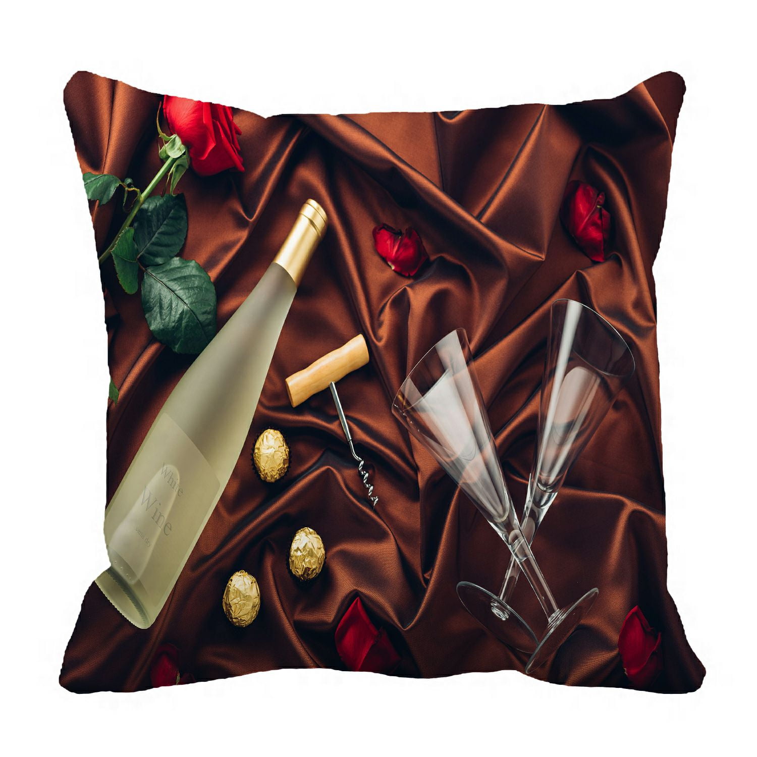 ABPHQTO Rose Petals And Strawberry On Satin Fabric Pillow Case Pillow