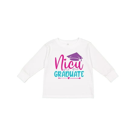 

Inktastic NICU Graduate with Cap and Hearts in Purple Pink and Blue Gift Toddler Toddler Girl Long Sleeve T-Shirt