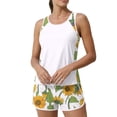 thumbnail image 2 of JULMCOMO Tankini Swimsuits for Women Sunflower Print Drawstring Crew Neck Sports Bathing Suit Summer Vacation 2 Piece Swimsuit Gold XL, 2 of 6