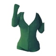 thumbnail image 4 of GZWYHT Rompers for Women Long Sleeve Romper 2025 Autumn And Winter Deep V Neck Button Thread Long Sleeved Warm Tight Jumpsuit Jumpsuit for Women Sparkly Jumpsuit for Women Green XXL, 4 of 5