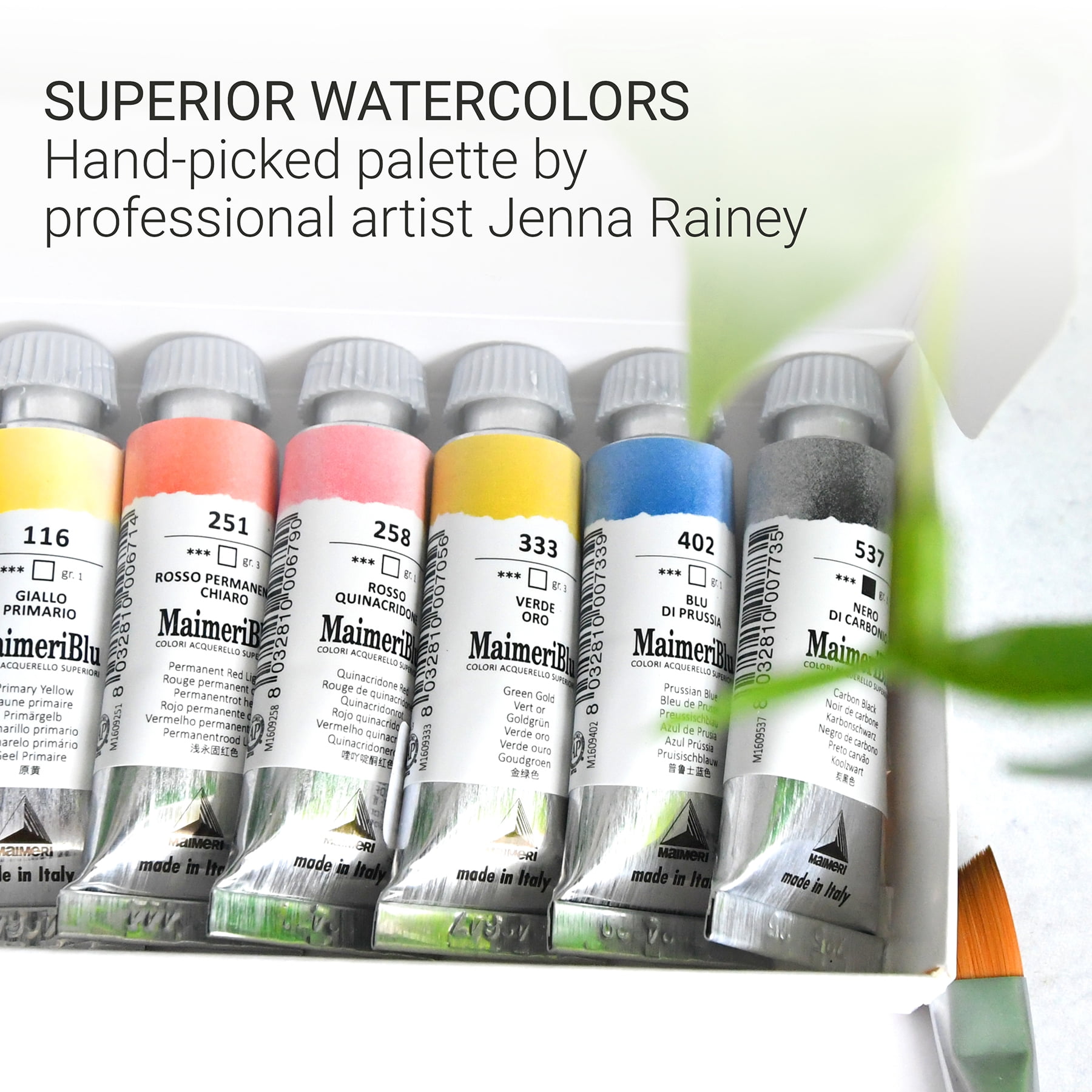 MaimeriBlu Watercolor Paint, Jenna Rainey Artist Set, Assorted Colors, 12ml, 6 Pieces