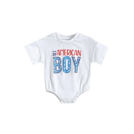 

Sunisery Infant Baby Boys Romper Summer Short Sleeve Round Neck Letters Print Short Bodysuit Jumpsuit Tops