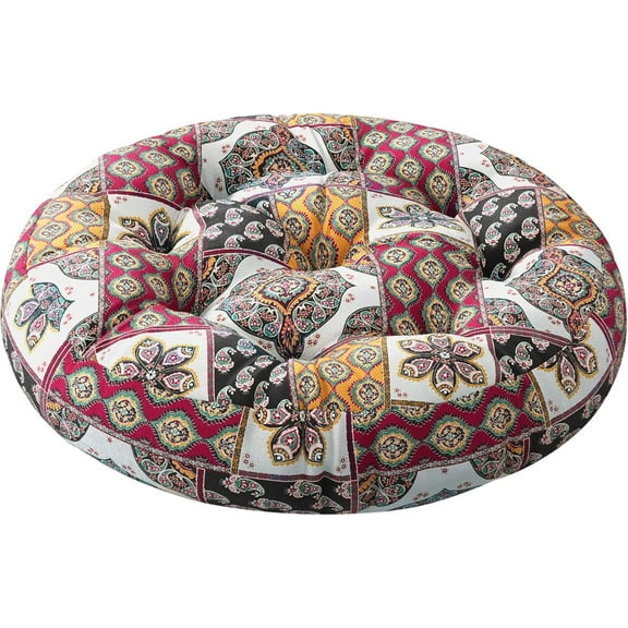 Codi Round Meditation Floor Cushions, Large Pillow Sitting for Adults and Kids, Boho Seats for Reading Yoga Living Room Tatami, Memory Foam Added, 22x22 Inch, Paisley Boho
