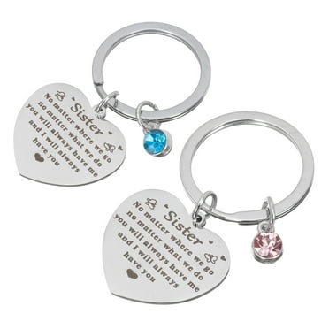 Stainless Steel Keychain with Sister Theme Perfect Gift for Friendship 2Pcs