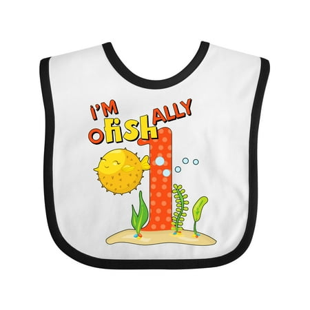 

Inktastic I m O-Fish-Ally One- Cute Puffer Fish First Birthday Gift Baby Boy or Baby Girl Bib