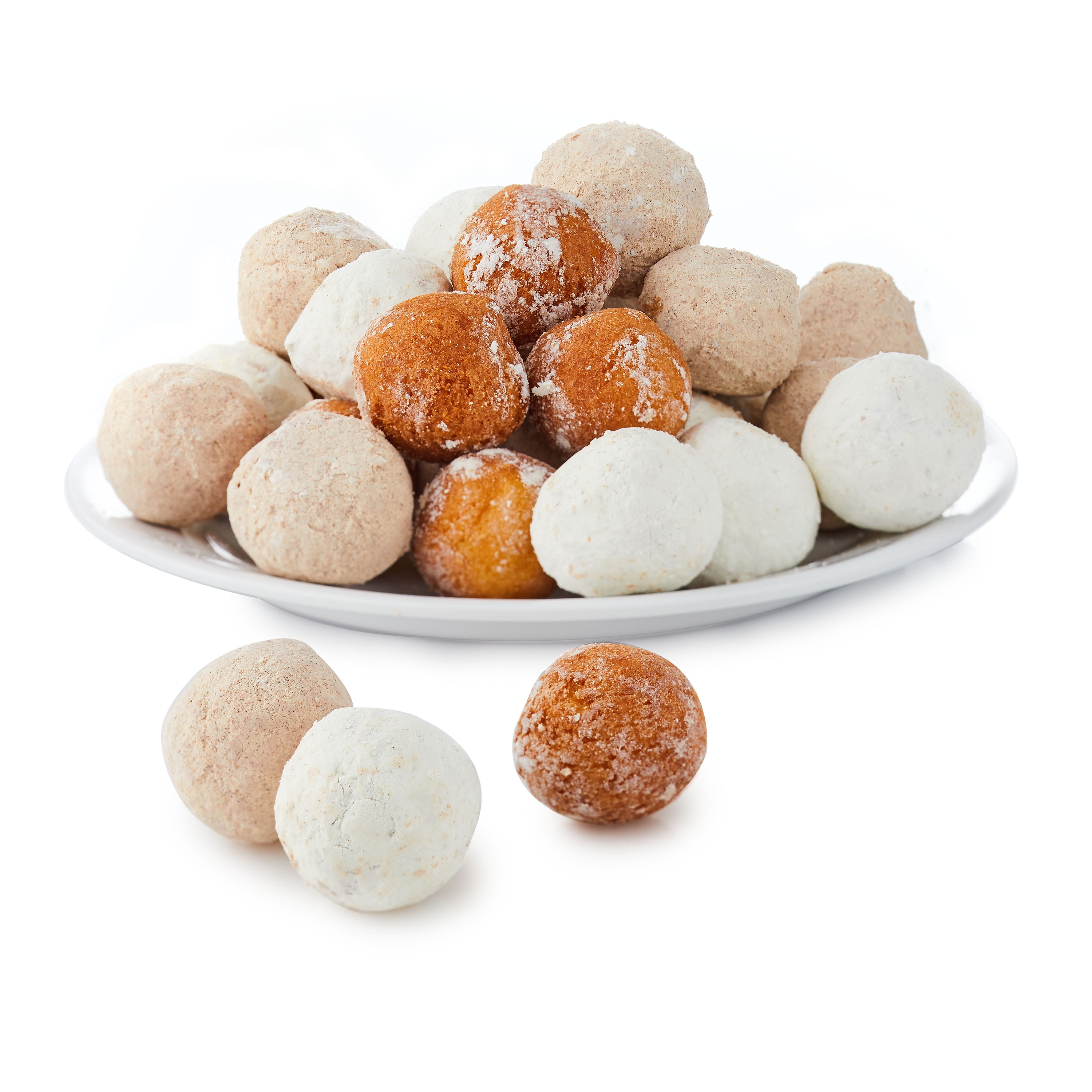 Freshness Guaranteed Assorted Plain, Powdered Sugar, and Cinnamon Sugar Donut Holes, 14 oz, 28 Count