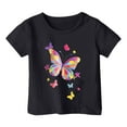 thumbnail image 4 of Drmagiyhm Girls Short Sleeve T Shirts Size 10-12 Casual Floral Print Shirt Loose Cute Short Sleeve T-Shirts Girls Beach Crewneck Tops_Black 3-4 Years, 4 of 4