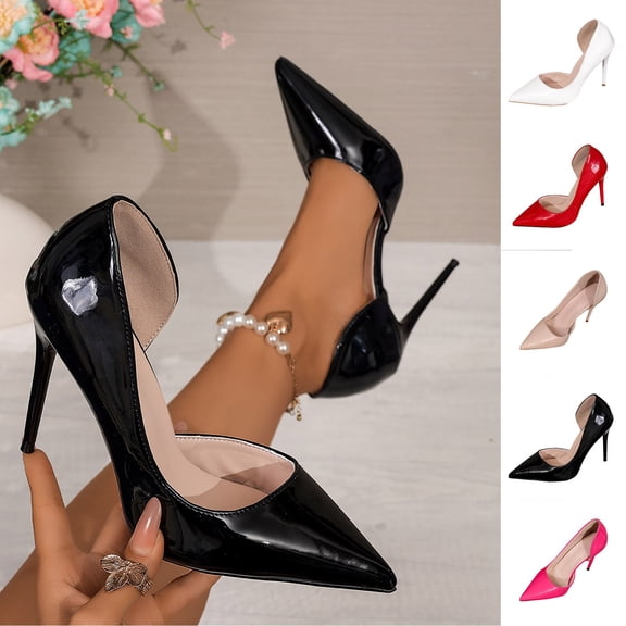 YTCAMLO 3.9 inch D'Orsay High Heels for Women Sexy Fashion Pointed Closed Toe Work Shoes Classic Night Club Wedding Dress Shoes