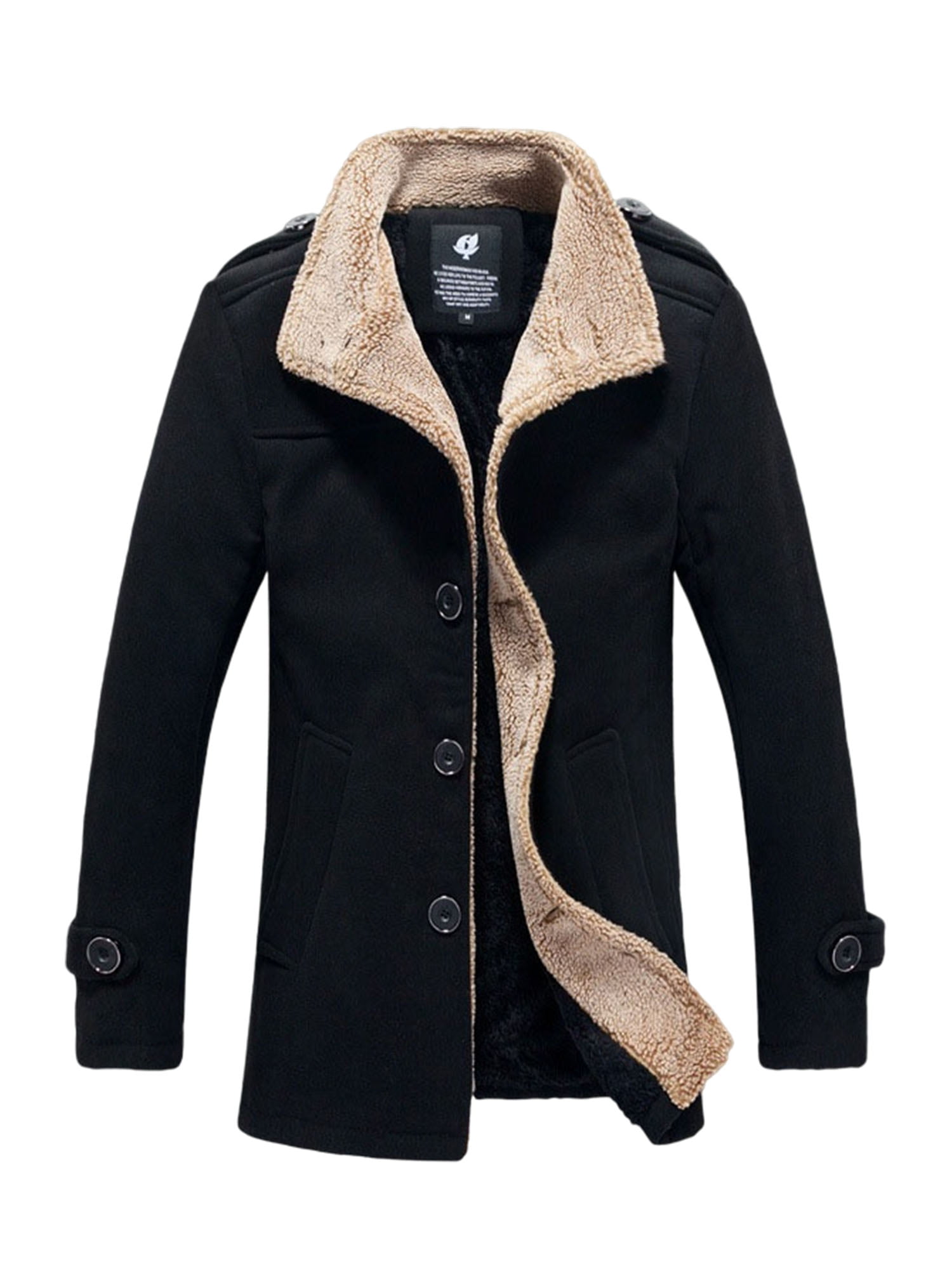 Buy Frontwalk Mens Pea Coat Wool Blend Jacket Winter Single Breasted ...
