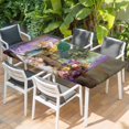 thumbnail image 2 of Spring Flowers Table Cloths for 4 Foot Rectangle Tables, Vintage Middle Century Abstract Oil Painting Patio Waterproof Elastic Fitted Tablecloths, Washable Rectangular Table Cover for Camping, 2 of 8