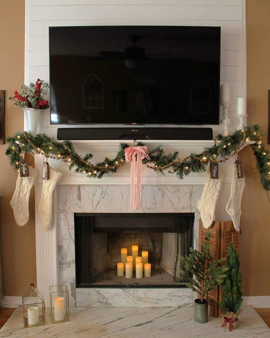 4 Pack Christmas Stockings 18 Inches Large Size Cable Knitted Stocking Gifts & Decorations for Family Holiday Xmas Party, Ivory White