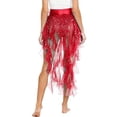 thumbnail image 2 of XIAOCHA Women's Sequin Mesh Wrap Skirt Satin Bow High Waist Skirt Festival Rave Party Skirts Red One Size, 2 of 7