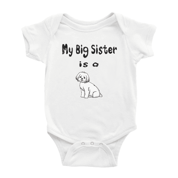 My Big Sister Is A Maltese Dog Cute Baby Bodysuit Boy Girl Unisex
