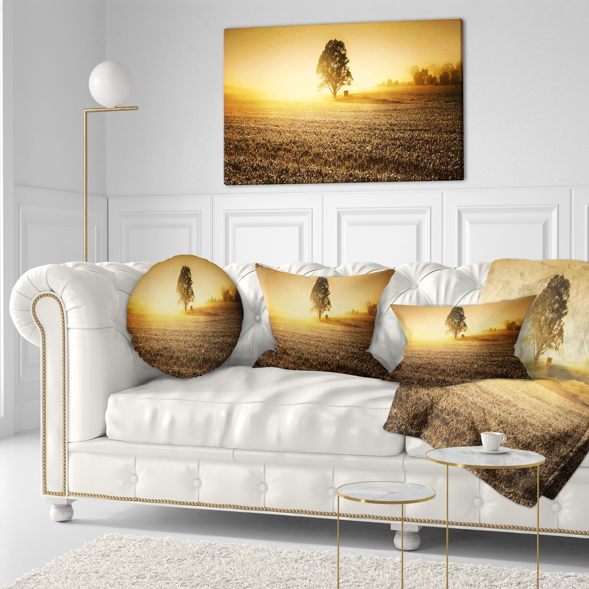 Designart Farmland Panorama - Landscape Photography Throw Pillow - 12x20