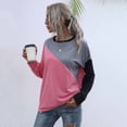 thumbnail image 6 of qILAKOG Womens Casual Sweatshirts Long Sleeve Cute Pullovers Crew Neck Relaxed Fit Tops Women's 2024 Autumn And Winter Loose Contrast Color Sweater Tops Shirts Blouses, Pink&M, 6 of 8
