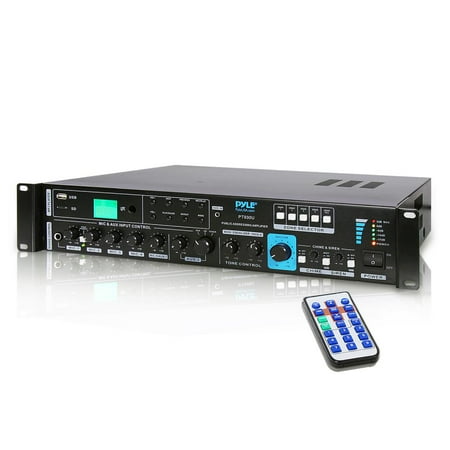 PYLE PT930U - Pro Audio PA Public Address Amplifier - Audio Source Microphone Paging Receiver System with Mic-Talkover & Mixing Control
