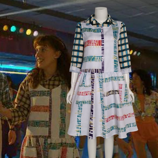 Disfraz de drama de TV, camisa de manga corta a cuadros, vestido sin mangas estampado para Halloween y Carnaval