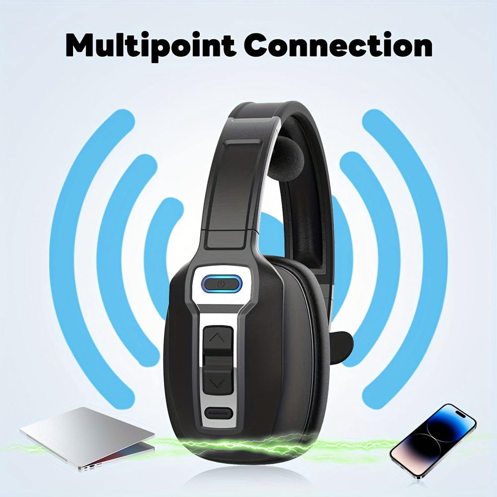 Wireless Trucker Headset with AI Noise Cancelling Microphone, Bluetooth Headset for Truck Drivers, Hands-Free Calling, Long Battery Life, Lightweight