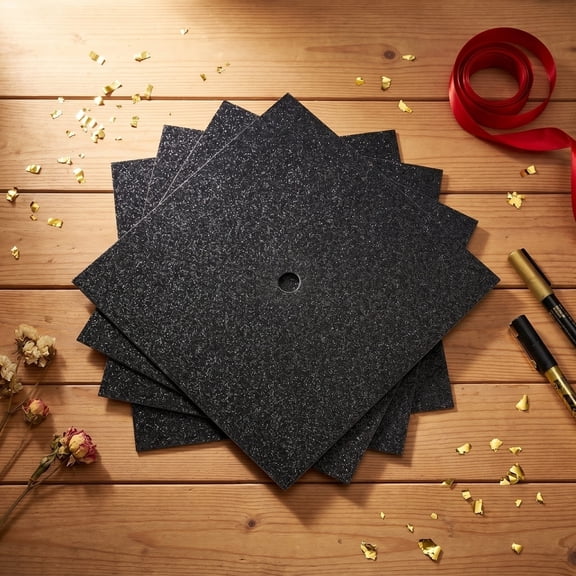 Graduation Cap Cardstock DIY Craft Kit - Glitter Sparkling 23cm Adult Cap Assembly for Graduation Decor - Handmade Paper Hat for Party Decor, Photo Prop, Classroom Theme Decoration