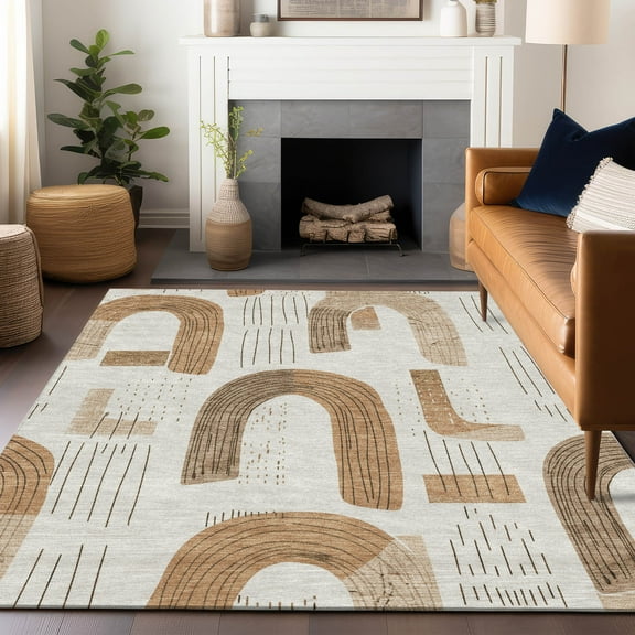 Addison Rugs Chantille Indoor/Outdoor Transitional Geometric Ivory Washable Rectangle Rug, 10' x 14'