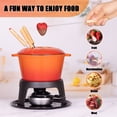 thumbnail image 5 of Juego de fondue de hierro fundido Mabeeze para queso, chocolate o carne: incluye olla esmaltada de 1,6 cuartos, 6 tenedores para fondue, quemador, soporte, base y guantes., 5 of 5