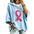 thumbnail image 2 of Breast Cancer Awareness Hoodies for Women Batwing 3/4 Sleeve Oversized Pullover Hooded Sweatshirts Fall Comfort Causal Hoodies, XL, 2 of 4