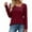 Wine, variant on Women'S Casual Tops Solid Color Oblique Neck Button Fashionable Loose Long-Sleeved T-Shirt Top Square Neck Button Blouses Outfits Fall Clos