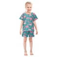 thumbnail image 3 of Flamingo Bow Pattern Summer Pajama Set Soft Cotton Short Sleeve Sleepwear 2PCS Pajama Sets Breathable Lounge Set Size 10Y, 3 of 7