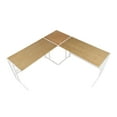 thumbnail image 4 of Roman Industrial "L" Shaped Desk In White Metal And Natural Wood-Pressed Grain Bamboo, 4 of 7