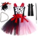 thumbnail image 2 of Vestido tutú de Cruella de la malvada señora para niñas, disfraz de Cosplay para fiesta de Halloween, dálmatas, bruja blanca y negra, vestidos de Kuila, ropa para niños, 2 of 5