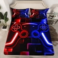 thumbnail image 2 of Gamer Sheet Set For Boys Bedding Set 3-Piece Game Console Bed Sheets For Kids Girls Teen 3D Red And Blue Gamepad Gaming Bed Sheet Set With Neon Check(Red Blue,Twin), 2 of 6