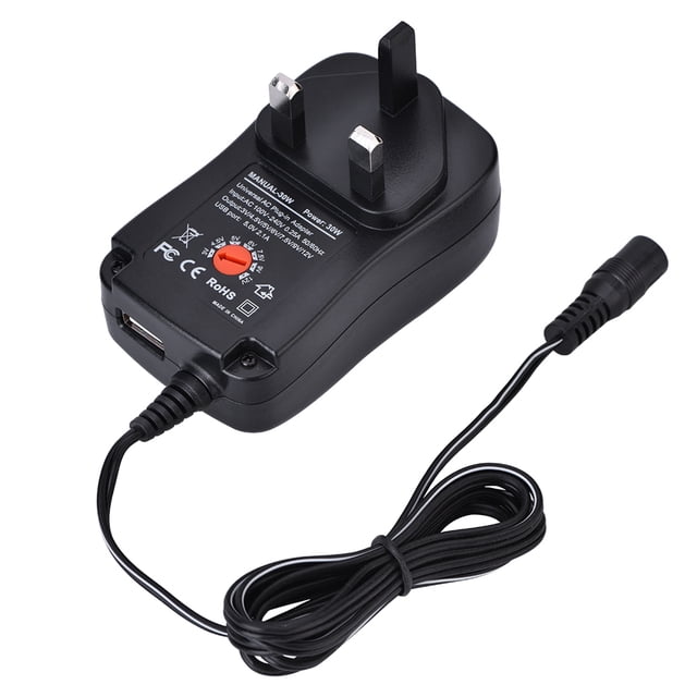 Alimentación Adaptador De Corriente CA/CC Fuente Universal 5V 2.1A Puerto USB 6 Puntas 30W 3V/4.5V/5V/6V/7.5V/9V/12V