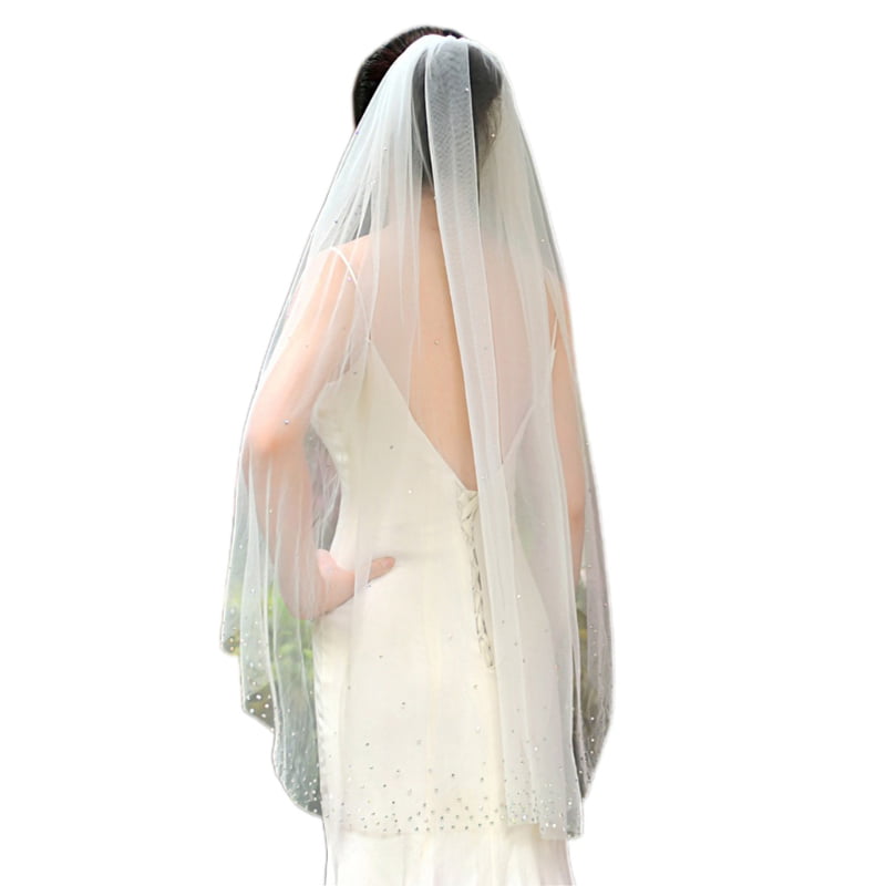 Pencil Edge Wedding Veil *Chapel Length*1 Tier*Off white&Ivory*Made to Order* 