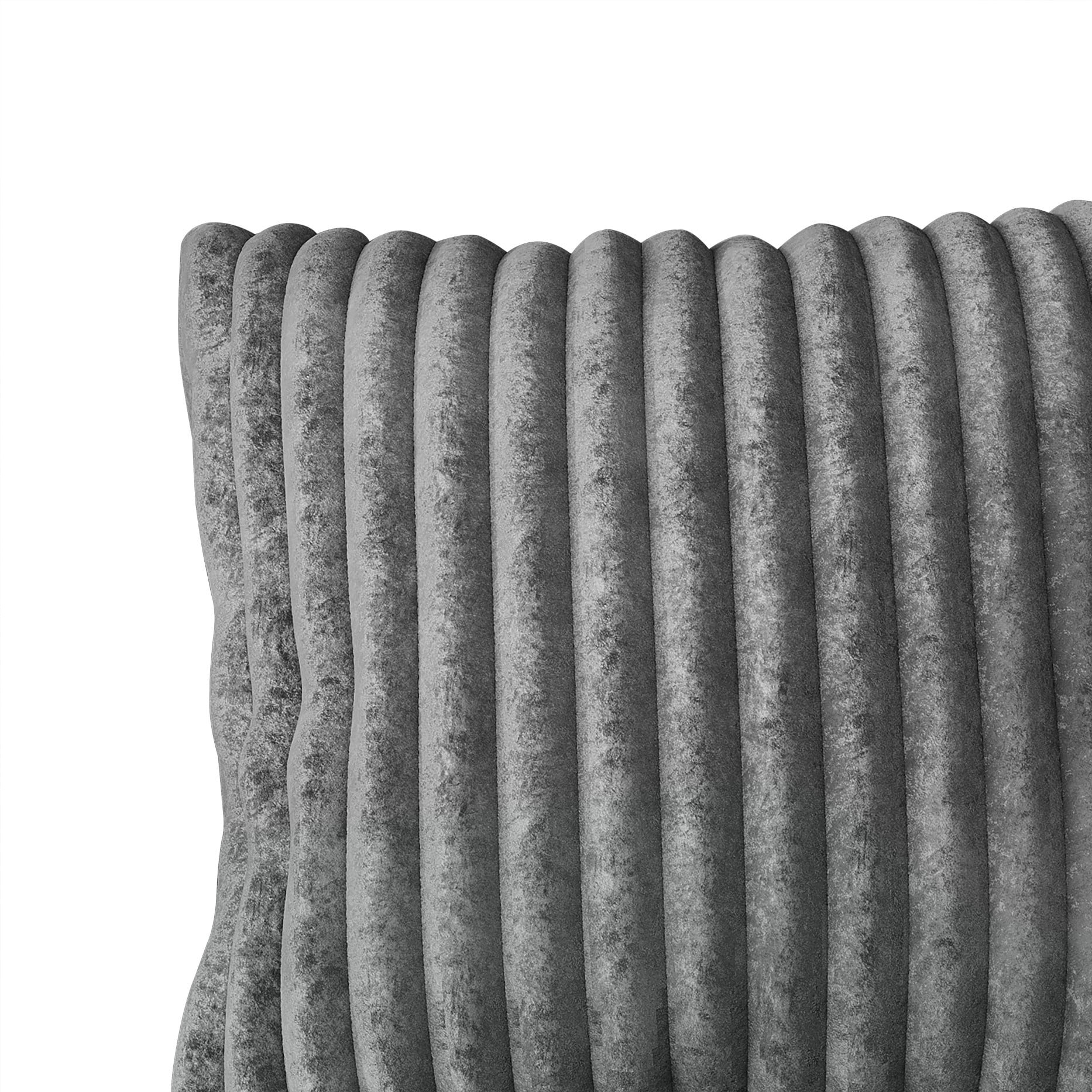 Home Design Laconia 18"x18" Square Velvet Pillow Covers, Set of 4, Soft Fluffy Striped Design for Sofa, Bedroom, or Living Room, Gray