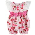 thumbnail image 2 of Baby Girl Summer Romper Infant Outfit Cherry Print with Ruffles 12-18 Months, 2 of 7