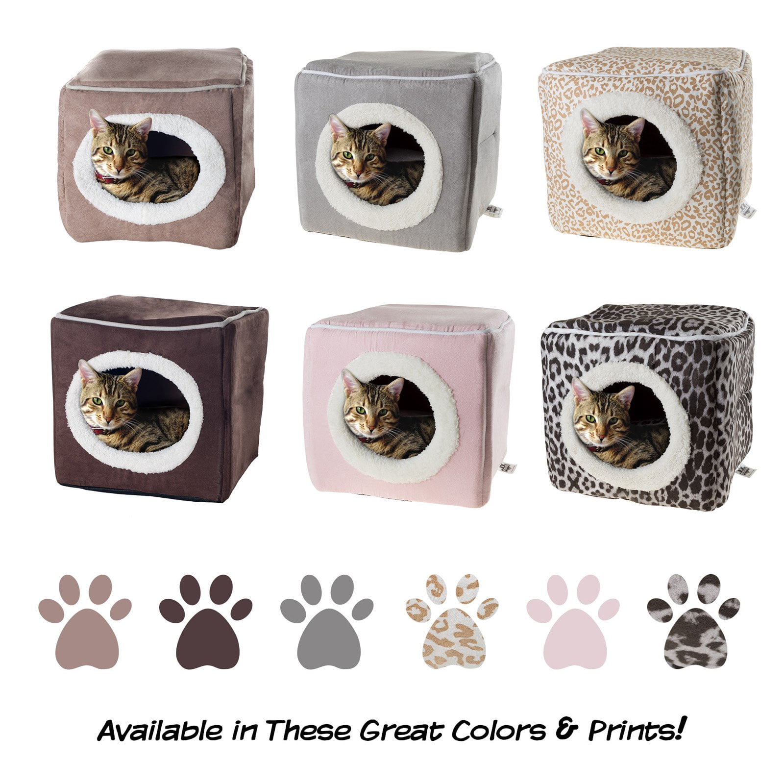 Petmaker, Small, Cozy Cave, Cat Bed, Zebra Print, 13-in