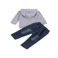 thumbnail image 2 of Baby Boy Hooded Sweatshirt+Jeans Letter Print Top Spring Autumn Outfits, 2 of 8
