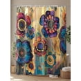 thumbnail image 4 of Fsddascl Vintage Purple Floral Shower Curtain Set - Extra Long 72" x 96" Washable Bathtub Curtain with 12 Hooks, Retro Flowers Ethnic Abstract Art Waterproof Fabric Stall Shower Curtains for Bathroom, 4 of 6