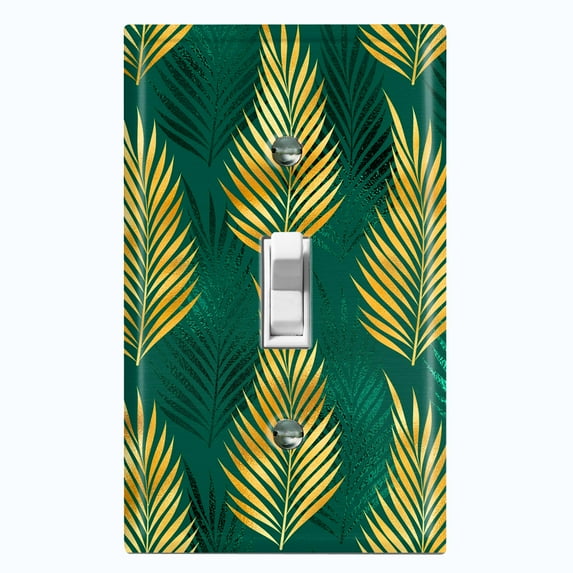 Metal Light Switch Plate Cover Tropical Jungle Palm Leaves Yellow Green JGL003