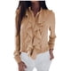 thumbnail image 2 of Puntoco Mujeres Moda Blusa de manga larga con cuello en V Mangas tops Camisa sólida de gasa Puntoco Puntoco-6164, 2 of 9