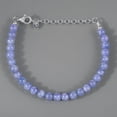 thumbnail image 2 of Tanzanite 6mm Round Shape Smooth Cut Beads 7 inch Adjustable Silver Plated Clasp Bracelet for men, women, unisex. Link Chain Stacking Bracelet.|LINK_06381, 2 of 4