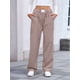 thumbnail image 5 of Pantalones Bóxer A Rayas para Mujer, de Algodón, para Estar en Casa, Informales, A Cuadros, Estilo Y2K, con Bolsillos Color Café XL, 5 of 9