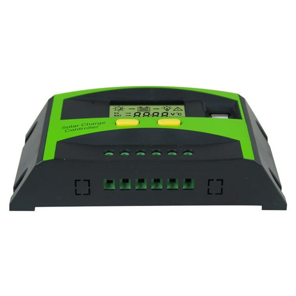 KALLORY 20A 12V 24V Solar Controller LCD Function Dual USB Solar Cells Panel Battery Charge Regulator (Green)