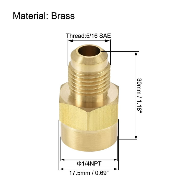 Brass Tank Adapter Fitting - 1/2" UNF Female To 1/4" SAE Male Flare 7 thumbnail image